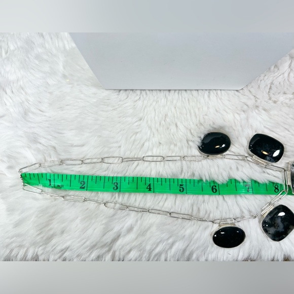 Moss Agate 925 Rectangles Necklace & Bracelet Set - Picture 6 of 9